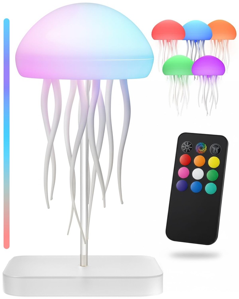 Jellyfish Lamp Touch Sensor Remote Control RGB LED Night Light Hanging
