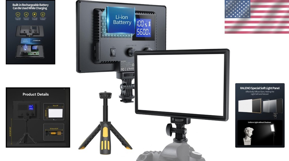 Fully Adjustable LED Video Light Panel for Stunning Live Streams & Photography