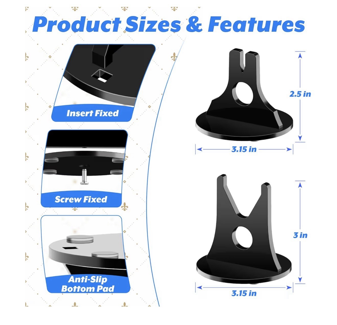 Acrylic Knife Display Stand Holder | Non-Slip Base | Sword & Knife Shelf Stand