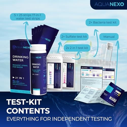 18 Parameters, 125 Drinking Water Test Strips (5 x 25) + 2 x Coliform Bacteria