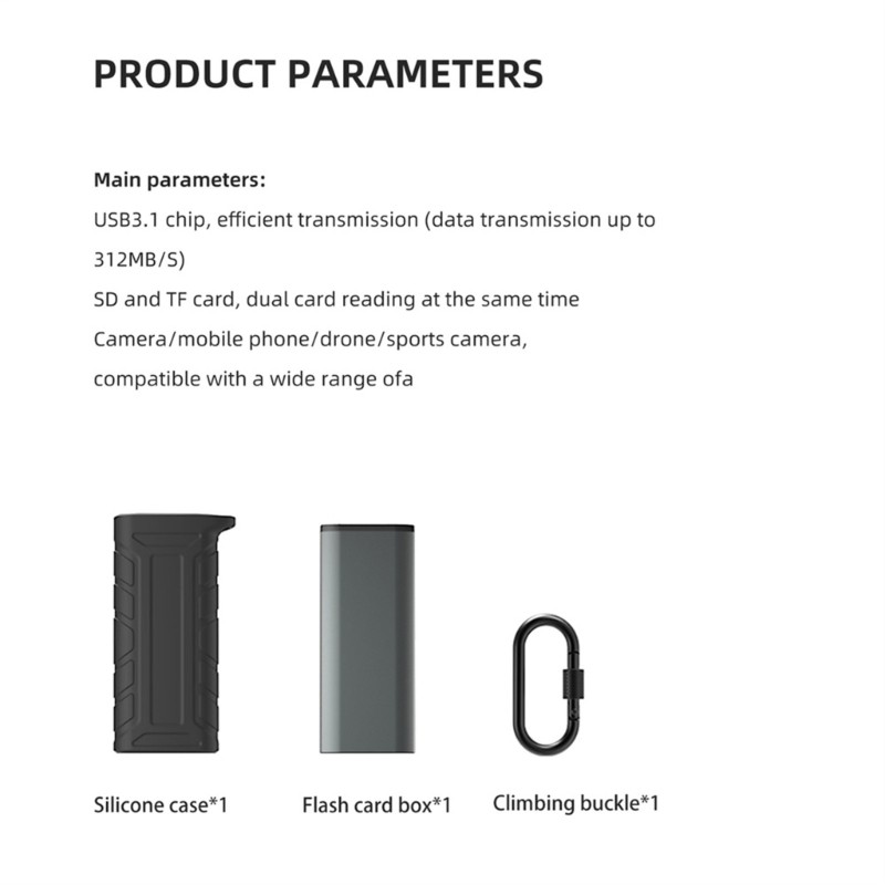 Memory Card Case Card Reader with USB 3.1 Type C Fast Transfer for Cameras