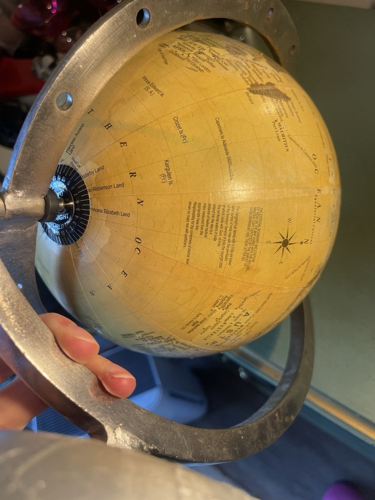 Vintage Replogle model World Map With Meridian Rotating Rings