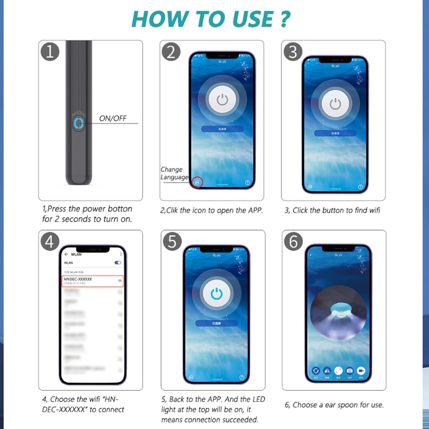 LED Ear Wax Cleaner Ear Camera Otoscope with Light Cleaner Removal Kit Black