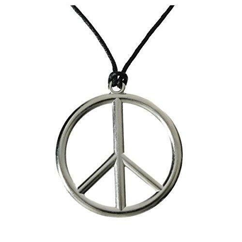 Peace Sign Necklace - Black/Silver, Amscan