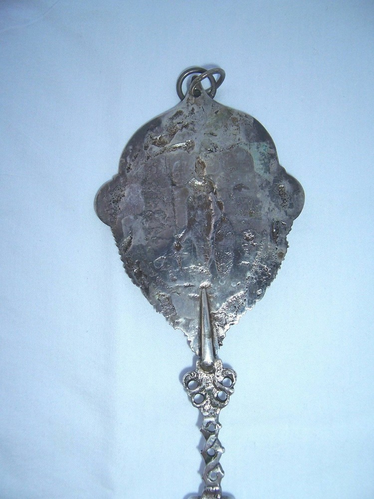 ENORMOUS HALLMARKED ORNATE DUTCH SOLID SILVER SERVING FORK & SPOON SET 396 grams
