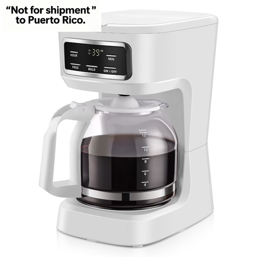 Finish 12-Cup Programmable Coffee Maker, White