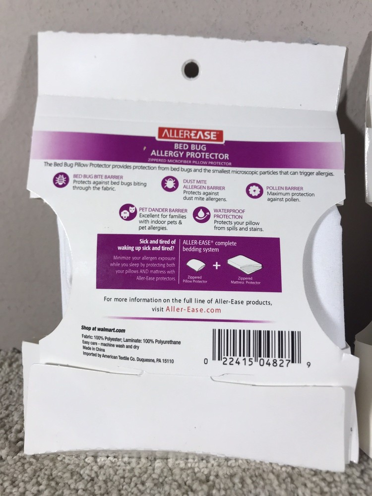 ALLER-EASE Bed Bug Allergy Protector Microfiber Pillow Protection Standard (x2)
