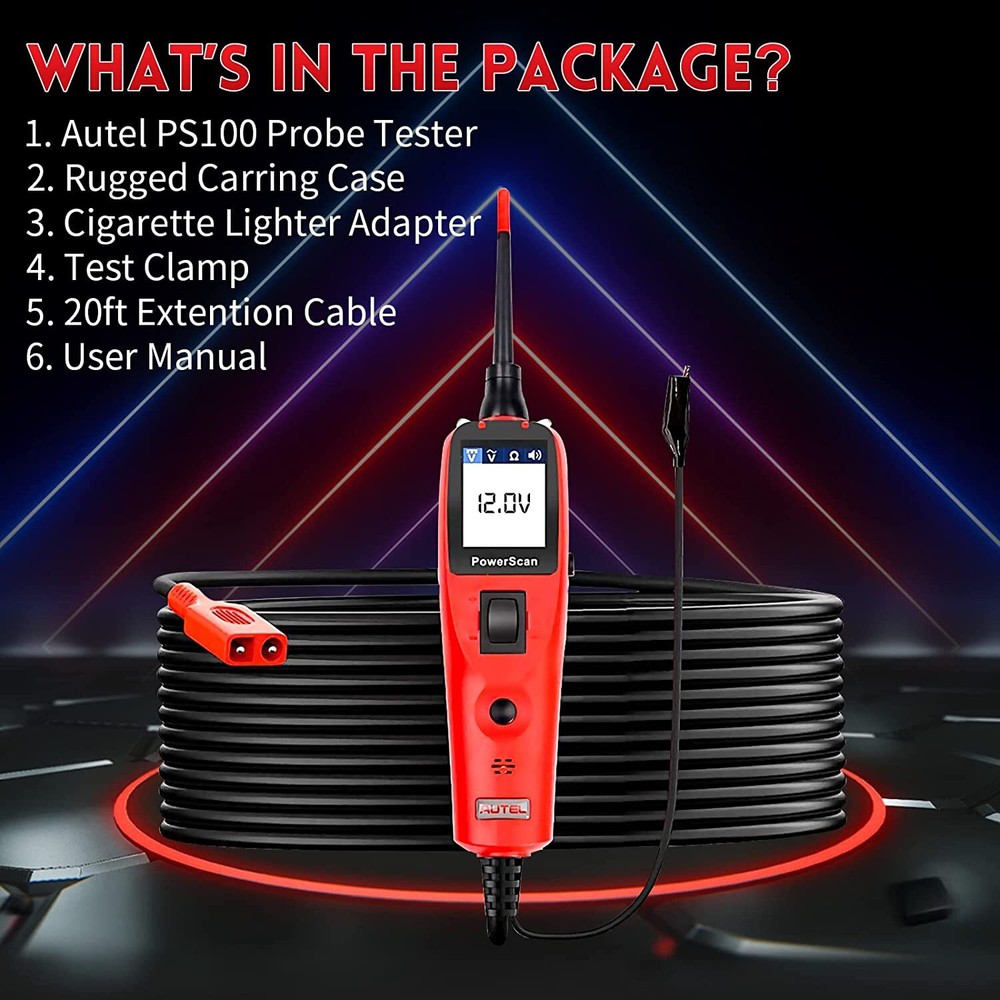 Autel PowerScan PS100 Electrical Diagnostic 12V/24V AVOmeter Circuit Tester Tool