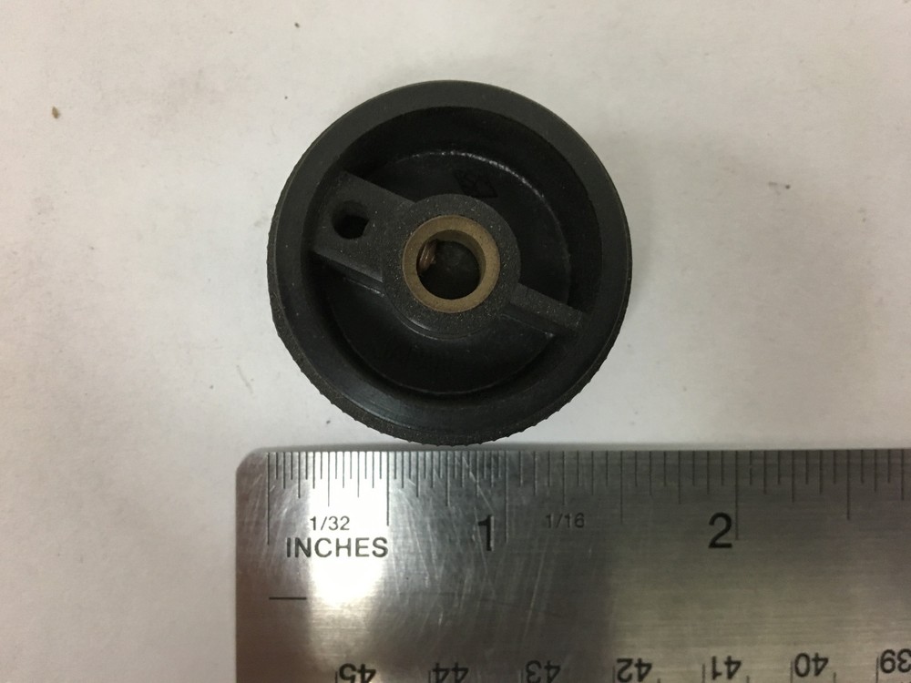 Vintage Large Black Bakelite Round Knurled Pointer Knob