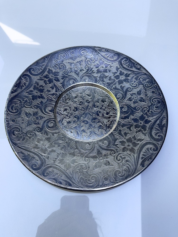 Antique Silver on Copper Academy Engraved Plate 10.5"
