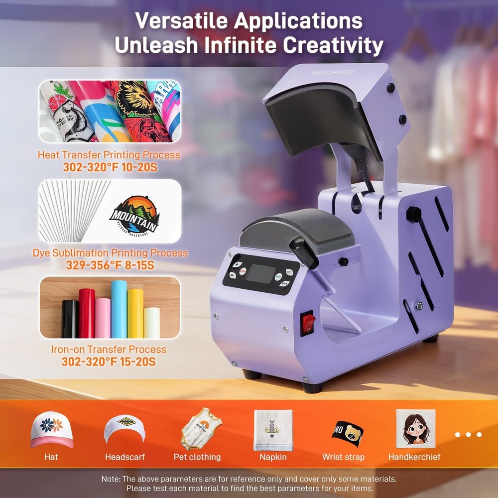 Auto Hat Heat Press Machine, Automatic Open/Release, 4 Memory Modes, Precise ...