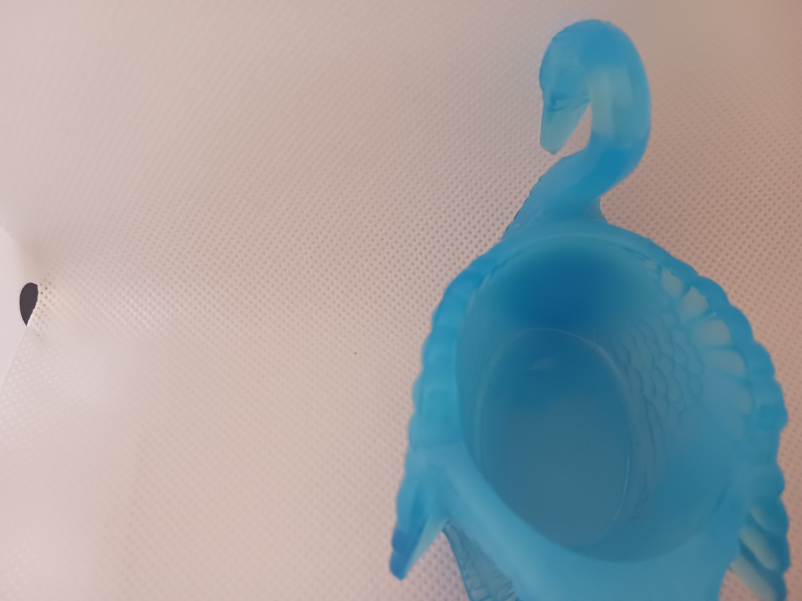 VINTAGE BOYD GLASS TEAL BLUE SWAN OPEN SALT CELLAR DISH (1978-1983)