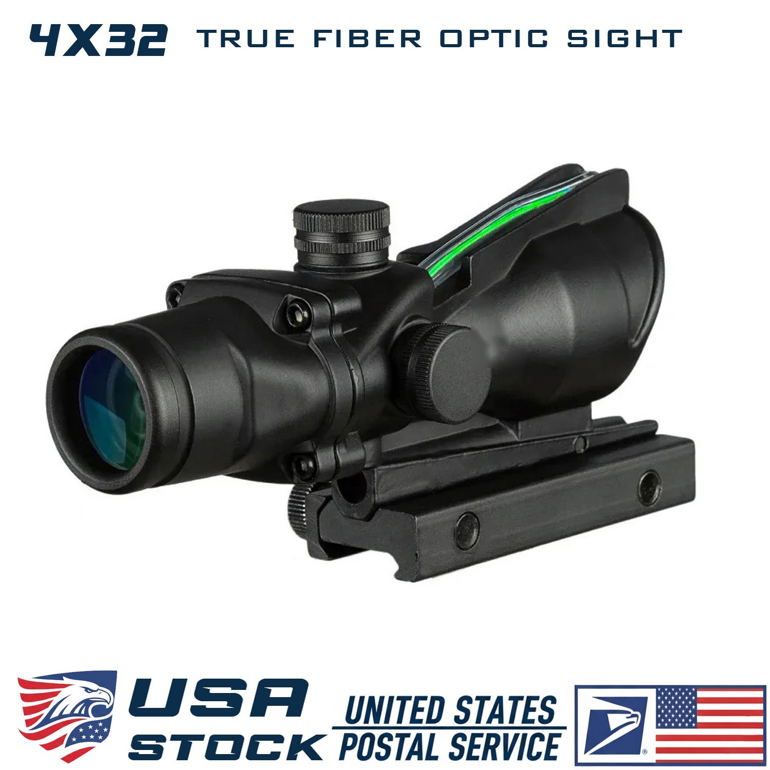 ACOG 4x32 True Fiber Optic Red Green Chevron Illuminated Tactical Sight Scope