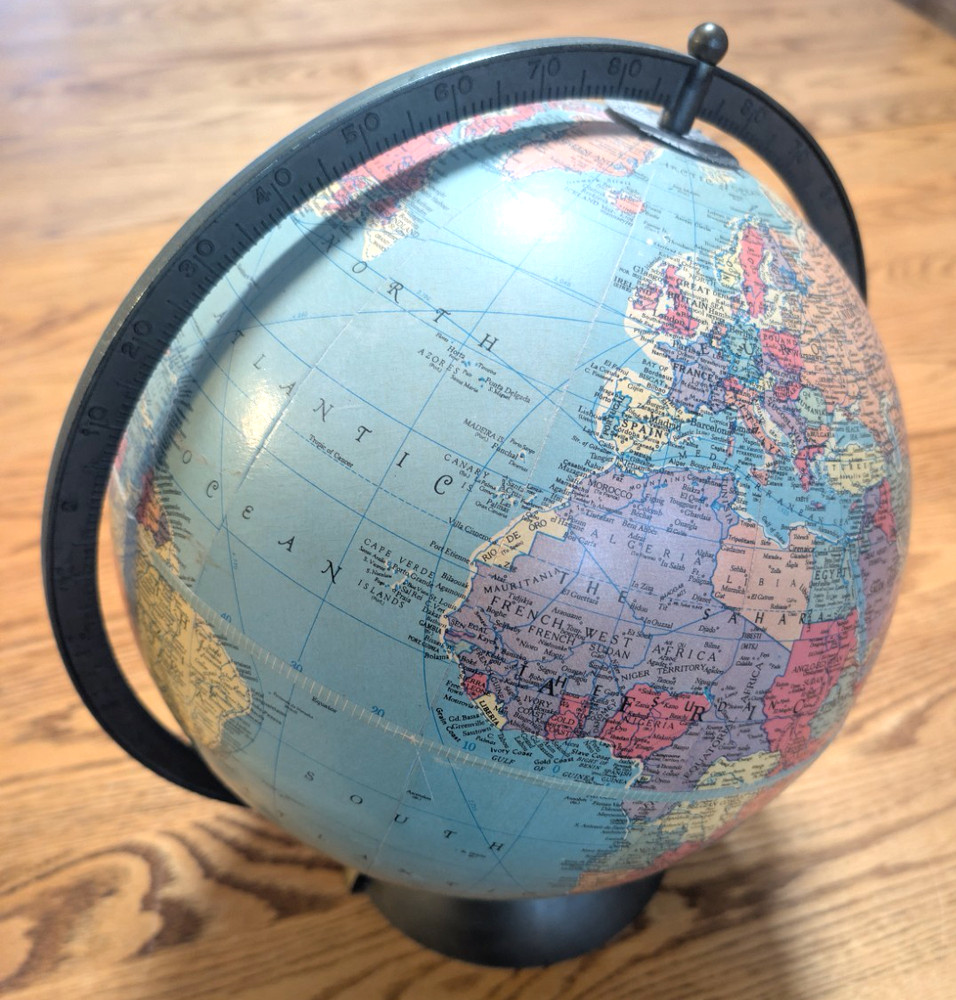 Excellent 1938 10" Replogle Precision Globe (Siam) Art Deco