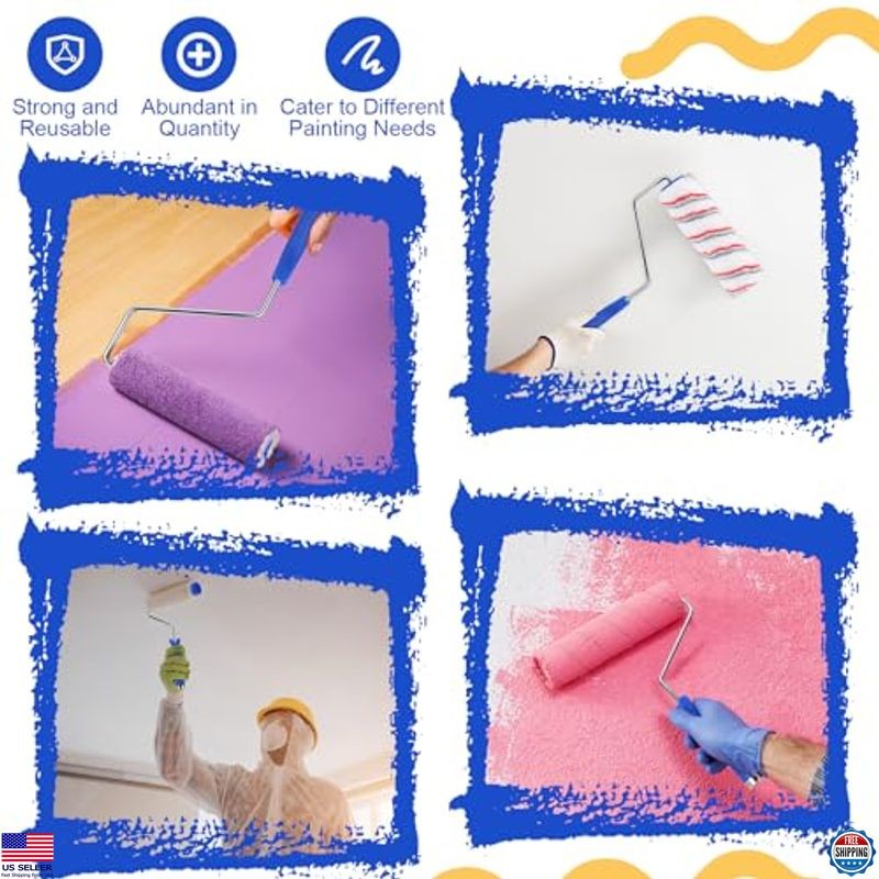 36 Pack 9" Paint Roller Frames with Galvanized Wire Handles for Wall Painting