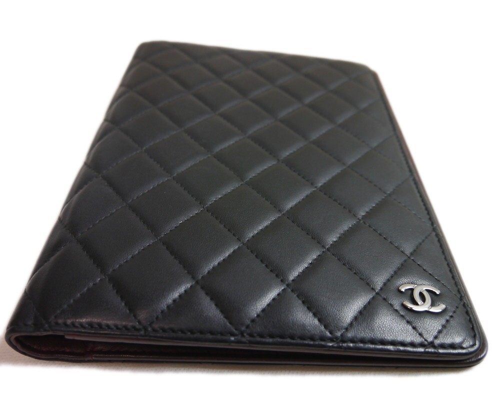 Authentic CHANEL Notebook cover lambskin COCO mark Leather #4174