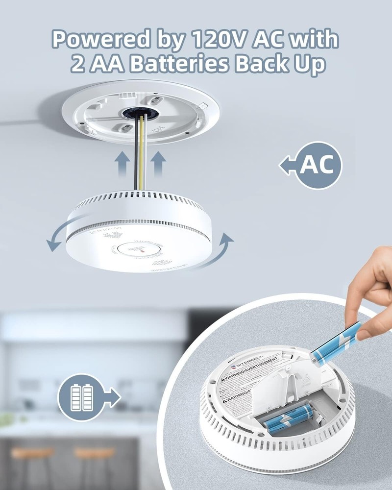 3 PACK SITERWELL Hardwired Smoke Alarm Carbon Monoxide Detector Interconnected
