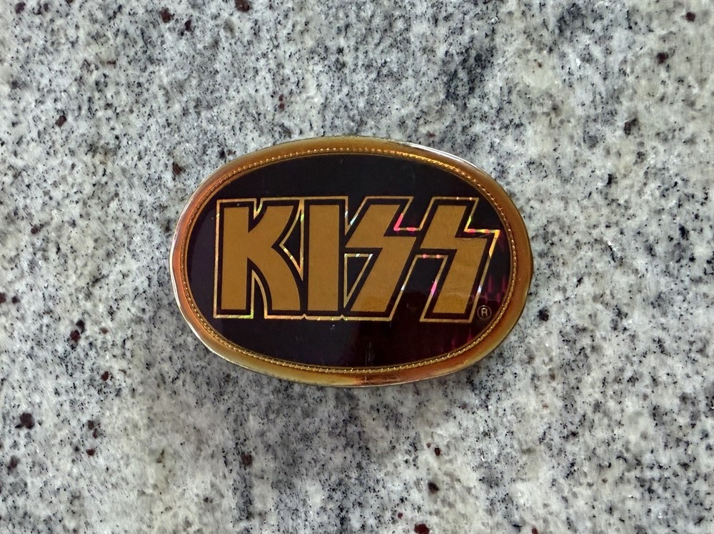 KISS 1978 PURPLE GOLD LOGO PACIFICA BELT BUCKLE GENE ACE AUCOIN VINTAGE RARE 🔥