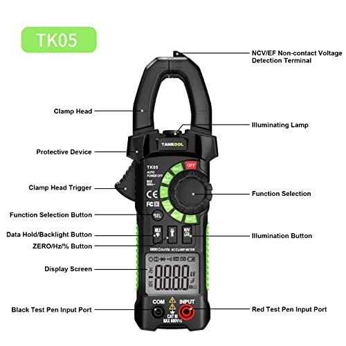 Digital Clamp Meter Multimeter Tester T-RMS 6000 Counts, Auto AC Current