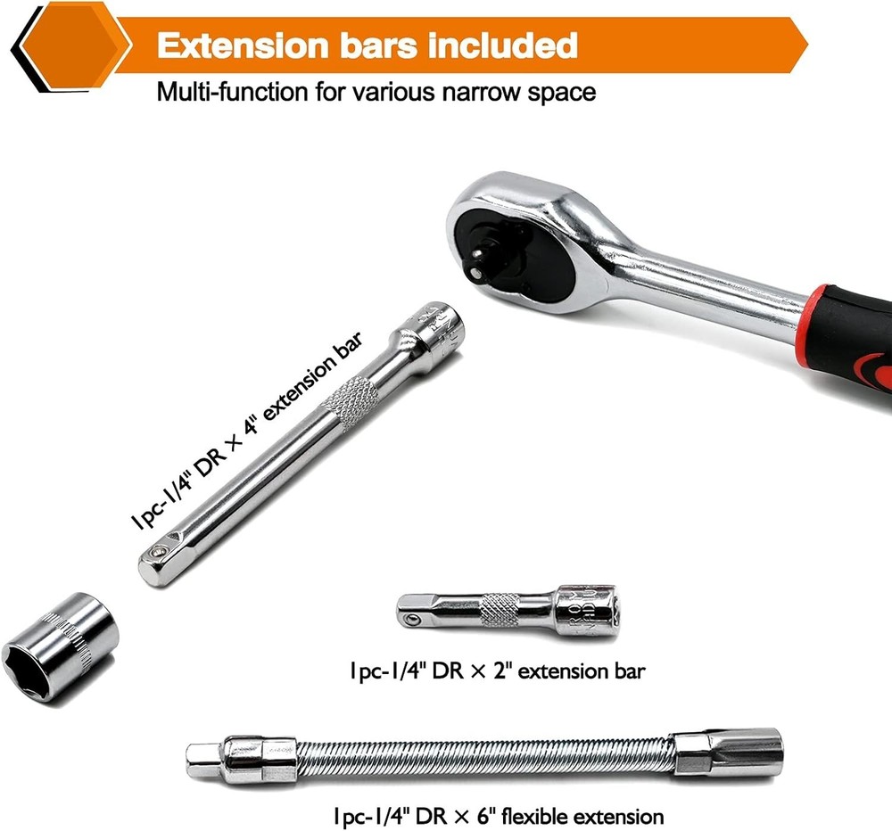 Versatile 46 Piece Socket & Ratchet Set in Chrome Vanadium with Storage Case