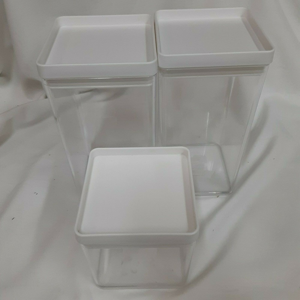 3 Clear Containers By Design White Tops