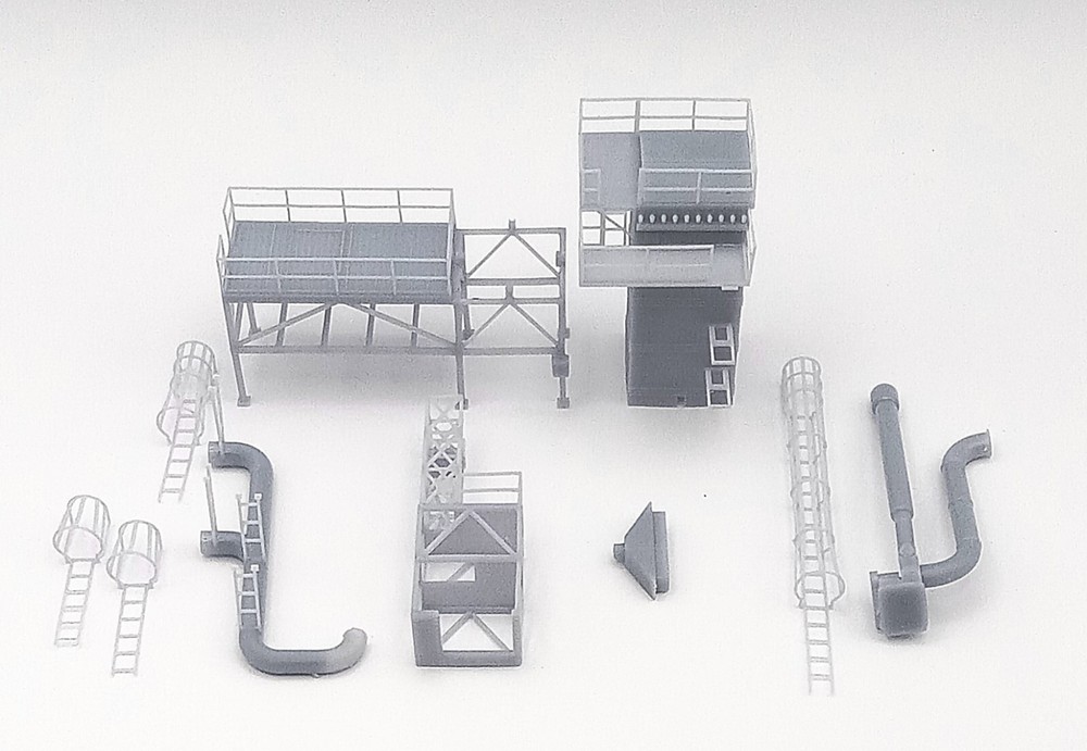 N Scale Dust Collection Sq. L. wPlatform Kit for Grain Elevator Structures 1:160