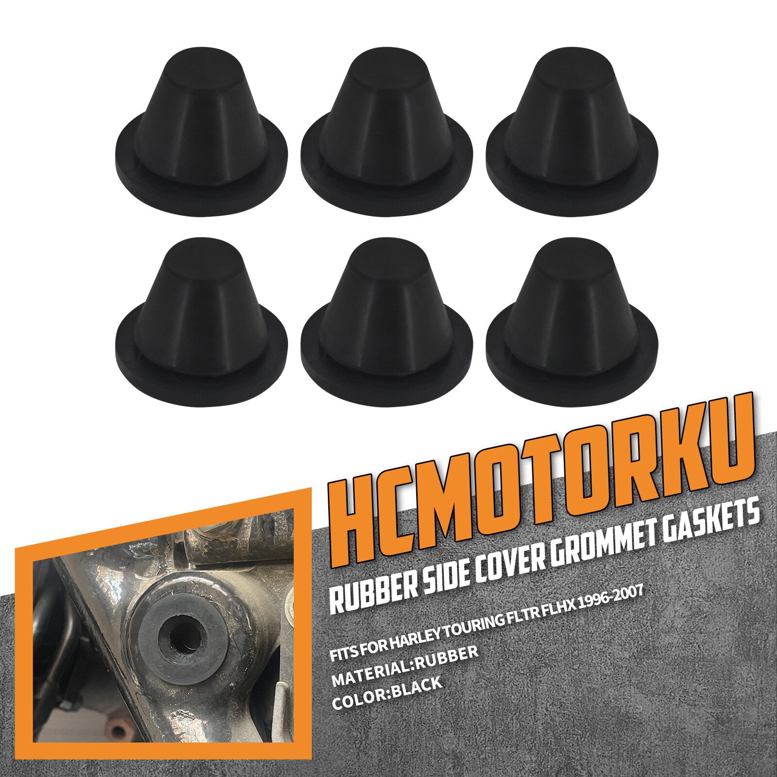 6x Rubber Side Cover Grommets Fits For Harley Touring Road King Glide 1996-2007