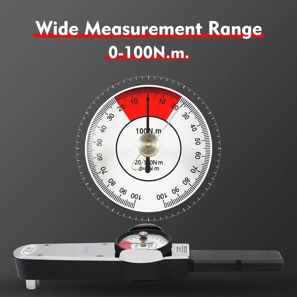 Dial Indicator Torque Wrench Indicating Torquemeter Torque Testing 0-100n.m New