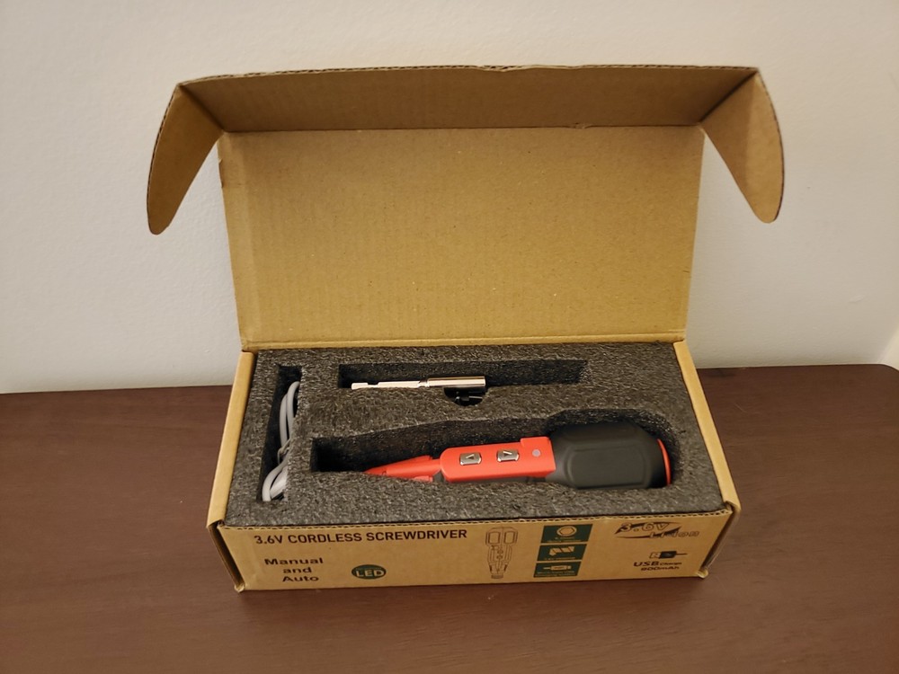 3.6V Cordless Screwdriver, USB 900mAh LED
