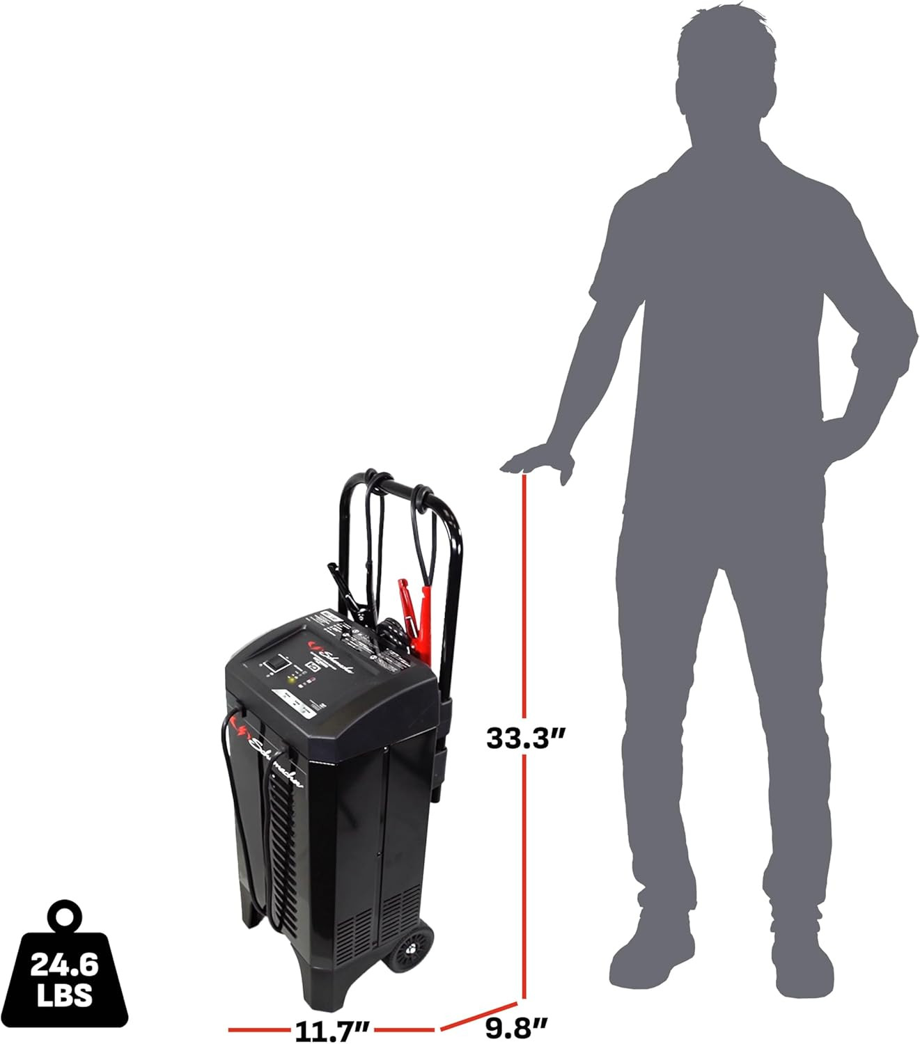 Wheeled Automatic 6A Car Battery Charger and 150A Engine Starter, 4-In-1 Solutio