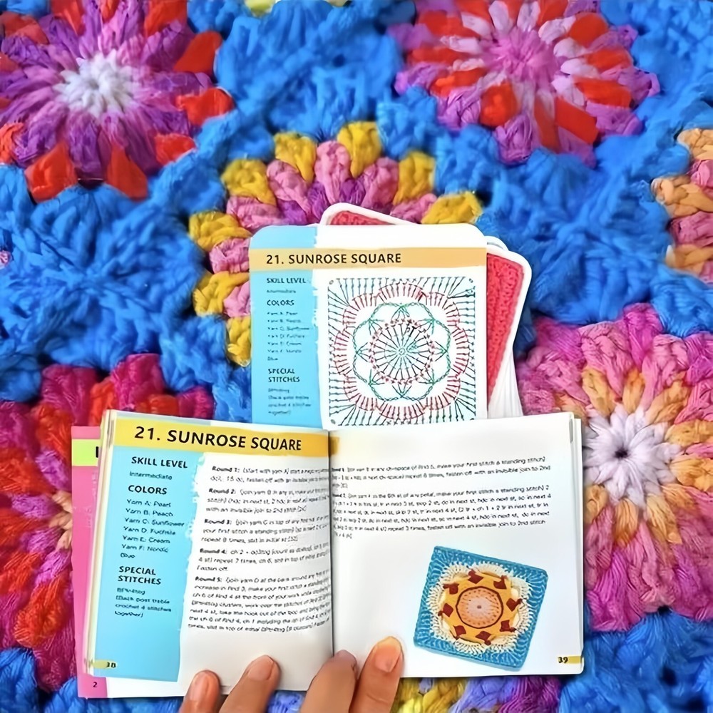 Beginner Crochet Kit: Mixed Plaid Pattern & Dynamic Card Kit - Easy Crochet