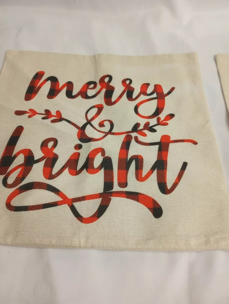 2pc Merry & Bright / Balls Deep Into Christmas Pillow Covers. Measures 17.5"