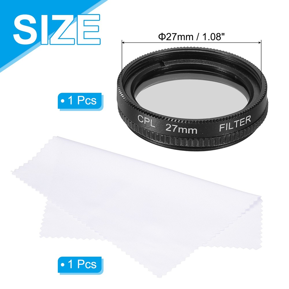 27mm Circular Polarizer Filter, Polarizing Filter with Cleaning Cloth