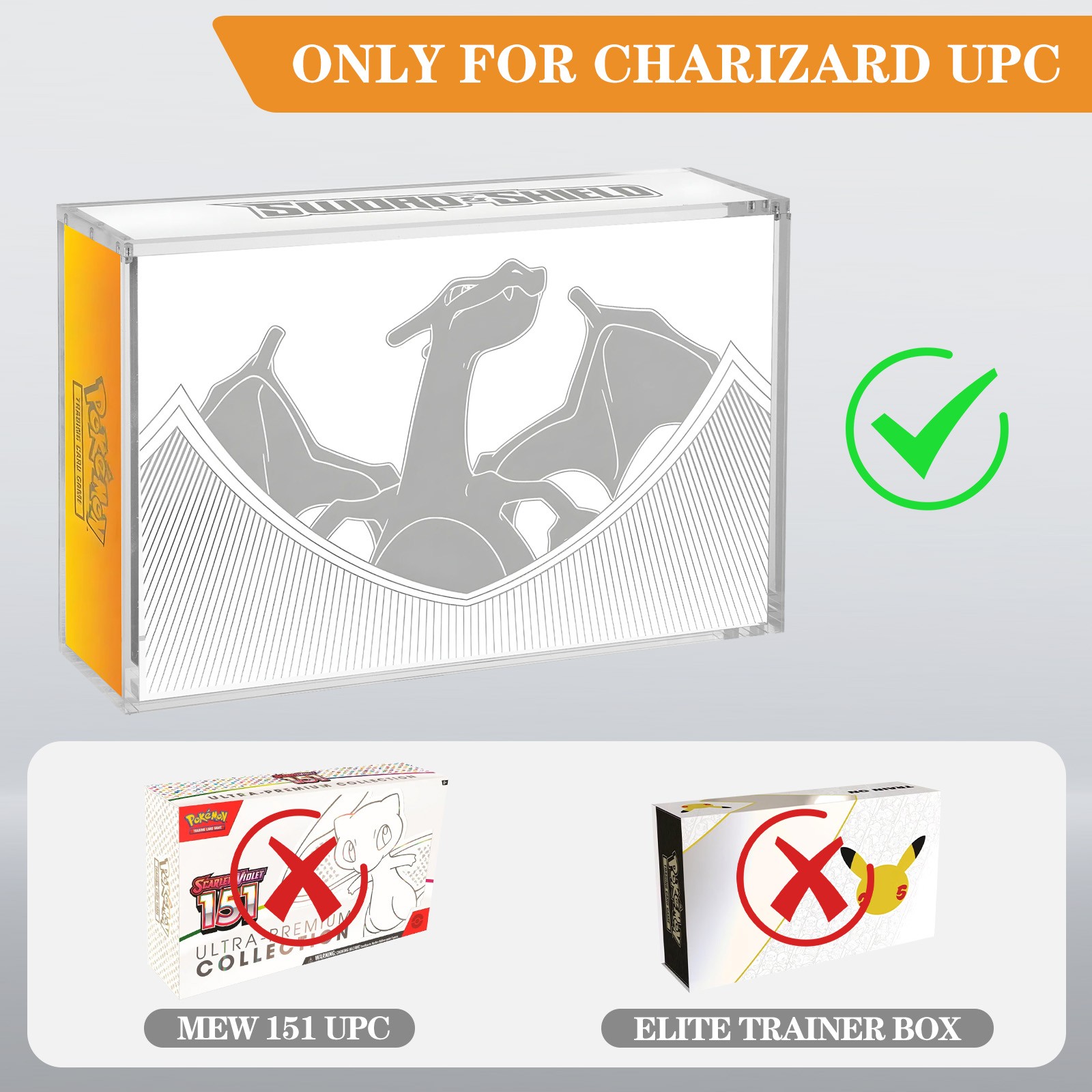 Magnetic Acrylic Case for Pokemon Charizard UPC Display 8+5mm Storage Protector