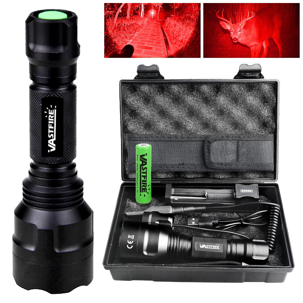 800 Yards Red LED Flashlight Night Torch Illuminated Light Scope Mount/20mm Rail