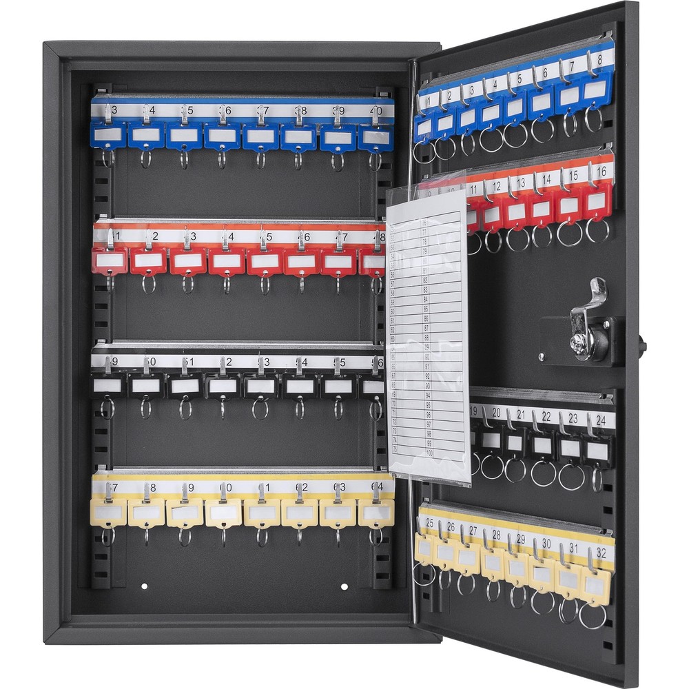 64 Position Black Adjustable Key Cabinet Wall Mount Secure Lock Box Organizer