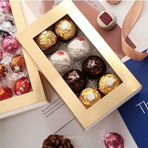 20 Truffle Box, Chocolate Gift Box Packaging, Candy Boxes with 8-Piece Gold