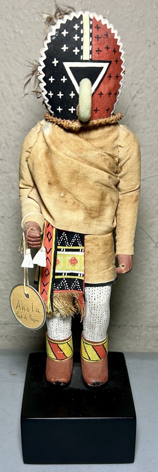 Antique Hopi Kachina Doll Ahola God of Reproduction Tizpro Chief Kataina 9” Tall