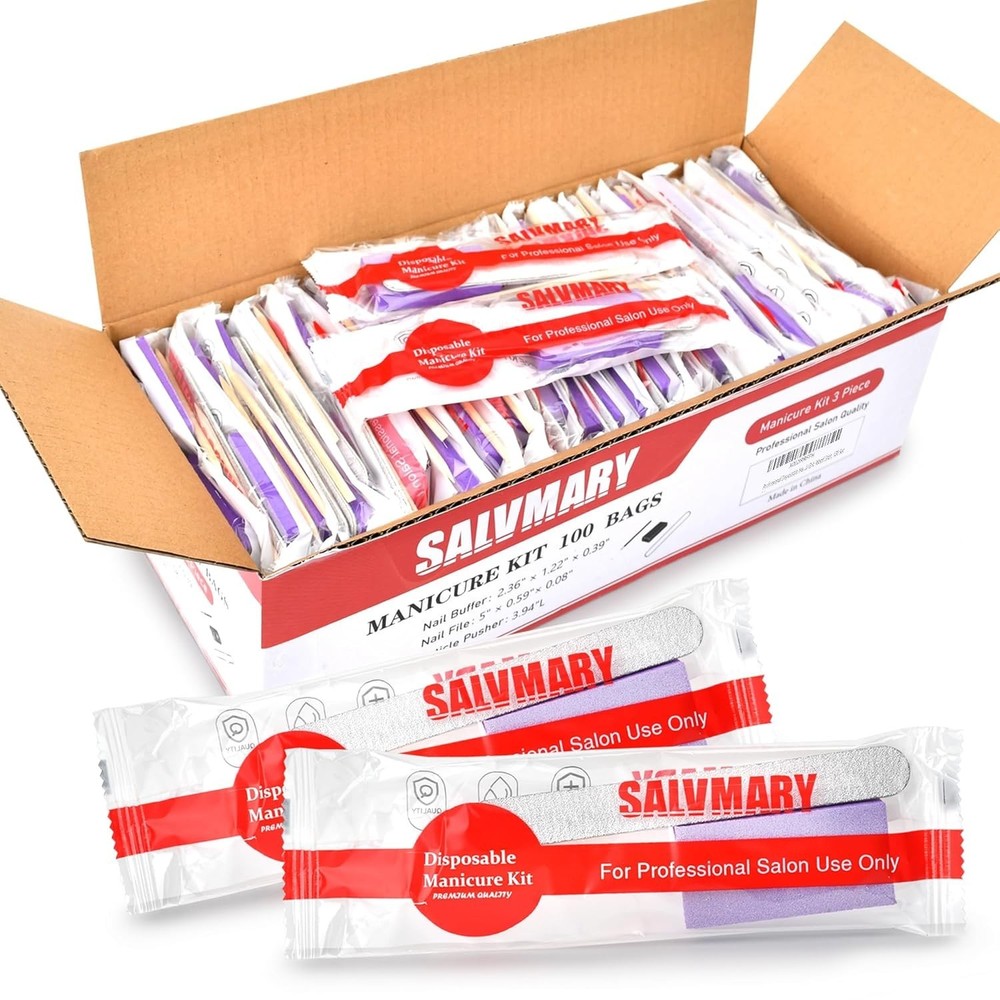 Manicure Essentials Kit, Wood File, Mini Buffer, Wood Stick