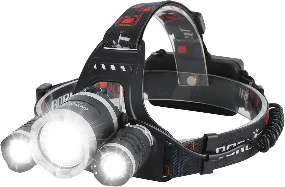 BORUIT RJ-3000 Rechargeable LED Headlamp Super Bright Outdoor Head Light