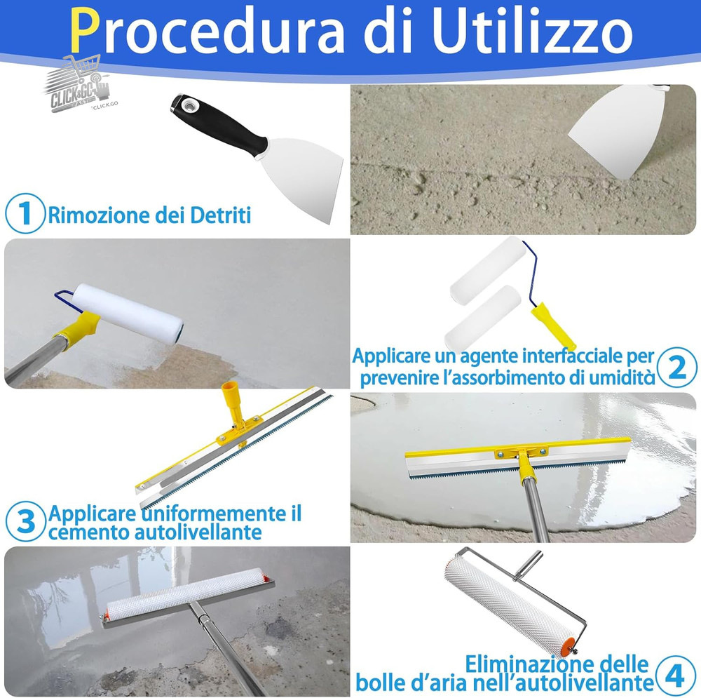 Self Leveling Floor Tool Kit, 11mm Bubble Roller, Shoes C