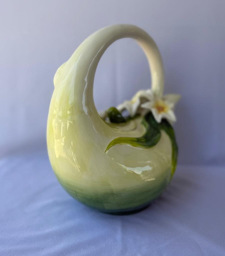 Blue Sky Clayworks Heather Goldminc Magnolia White Green Ceramic Tea Pot New