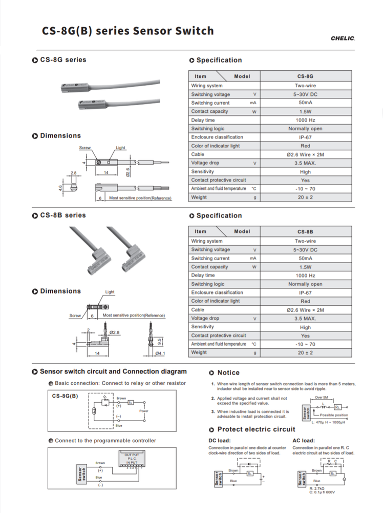 CHELIC CS-8G Magnetic induction Sensor Switch