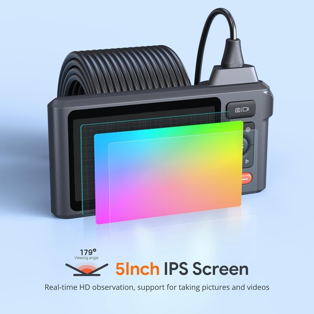 50FT Waterproof Sewer Inspection Camera with Split Screen & Carrying Case