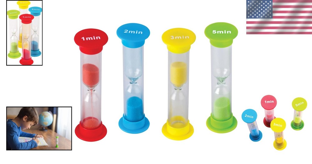 Compact Assorted Sand Timer Set: 1, 2, 3 & 5 Minute Timers for Fun Challenges