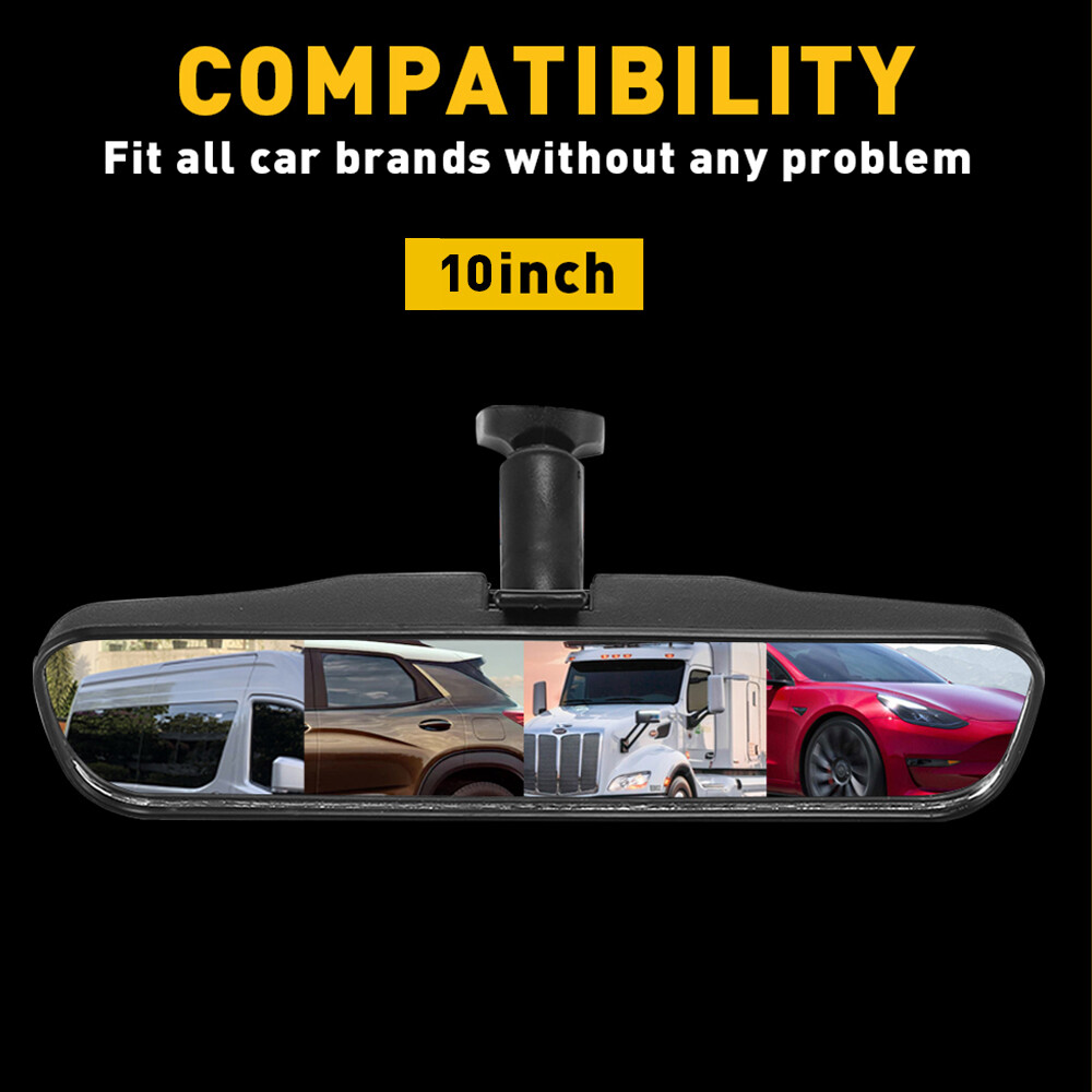 Universal Inner Inside Interior 10 Inch Rearview Rear View Mirror w/Adhesive EOA