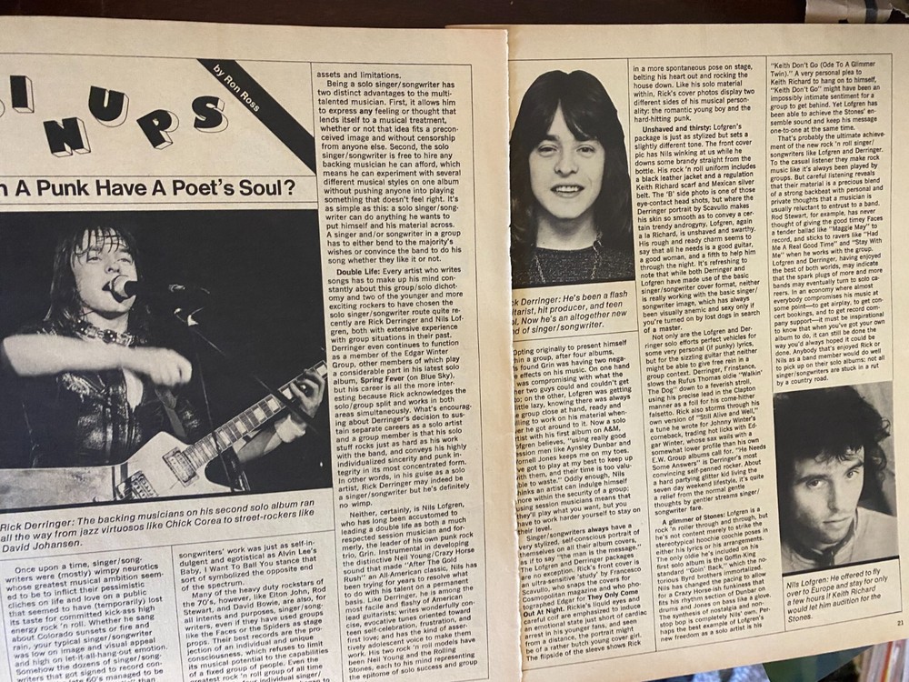 Rick Derringer, Two Page Vintage Clipping