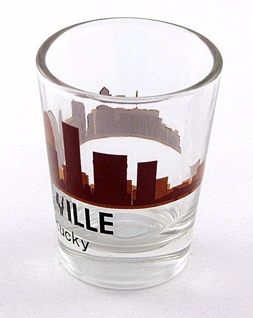 LOUISVILLE KENTUCKY SUNSET SKYLINE SHOT GLASS SHOTGLASS