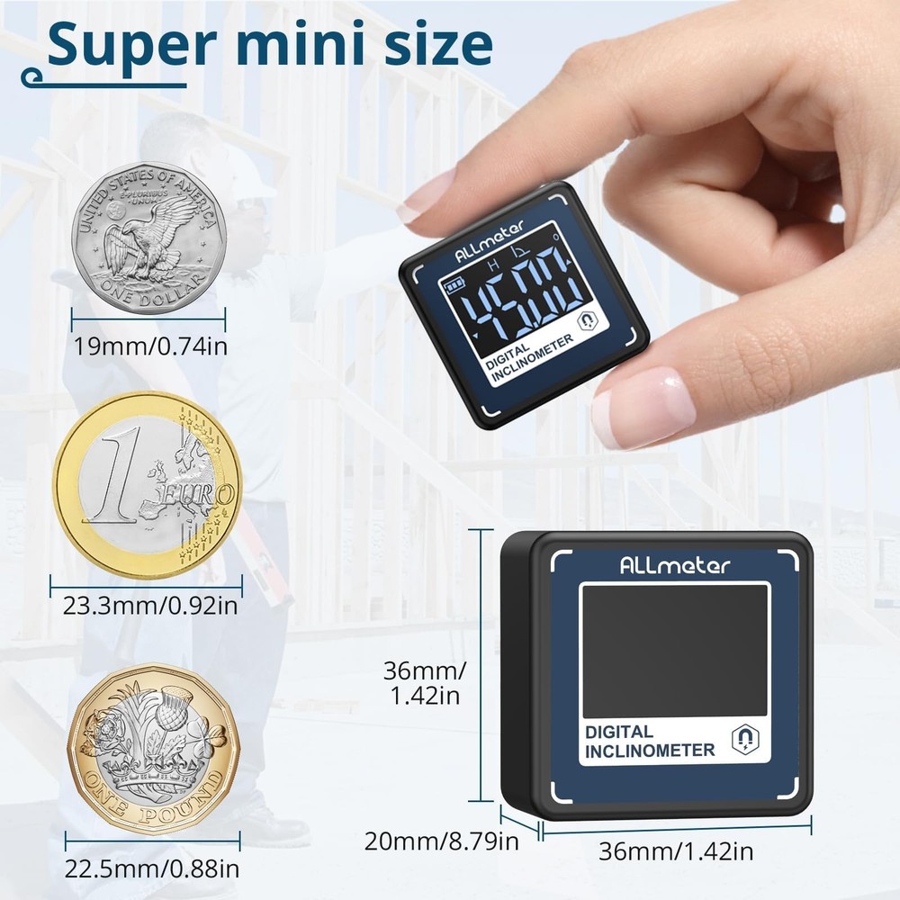 Mini Digital Rechargeable Level Box Protractor Angle Finder Level Gauge Incli...