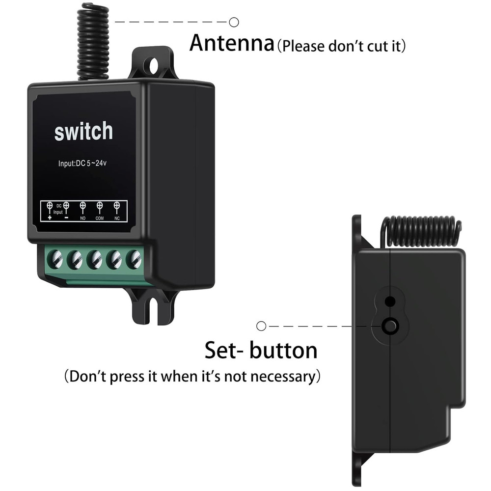 DC12V Remote Control Switch,10A Relay Mini Wireless Switch,Dry Contact Relay Rem